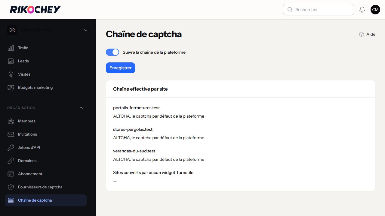 Chaîne de captcha